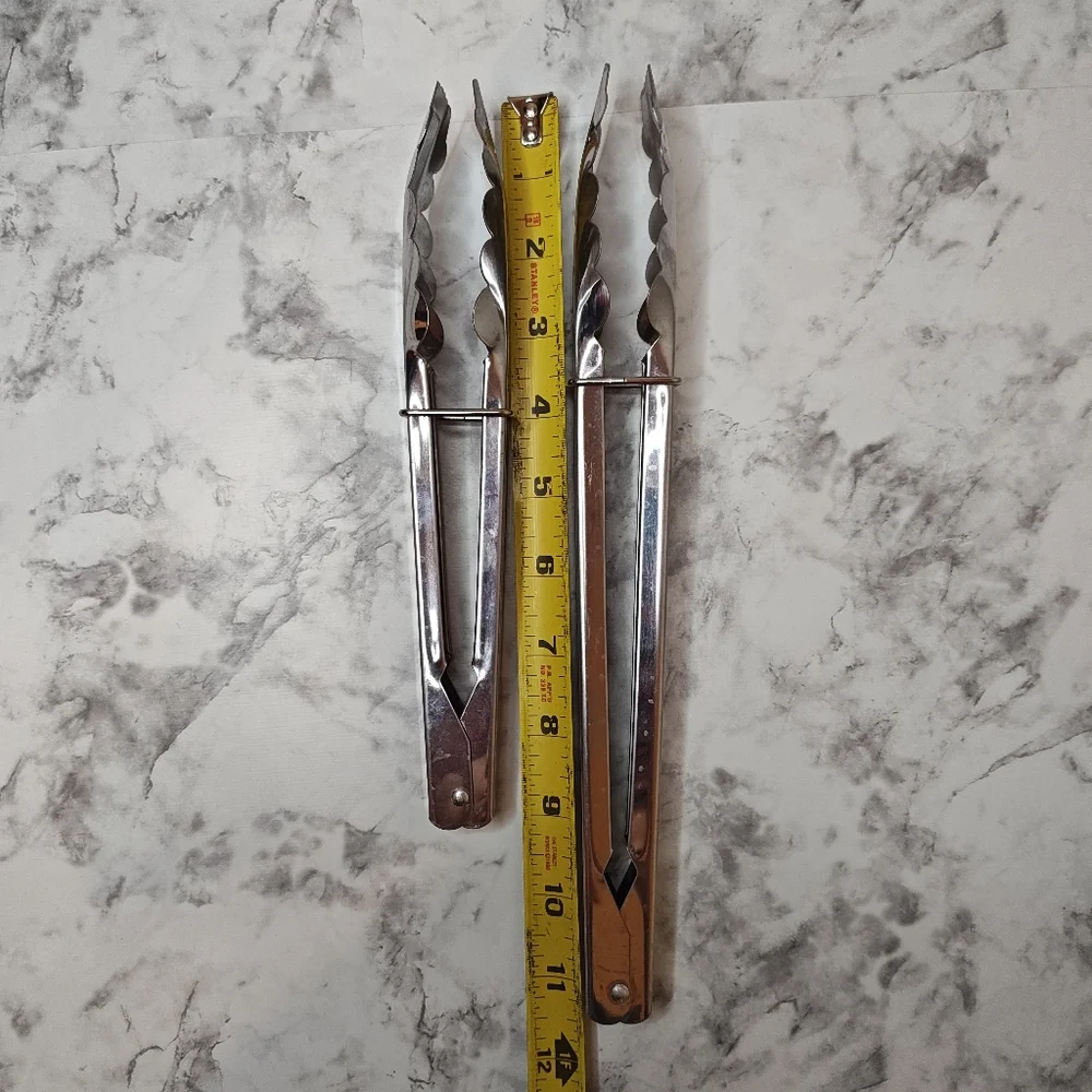 Set of 2 Stainless Steel Kitchen Tongs Grill Chefstyle